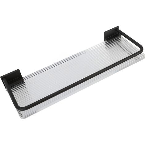Schwebendes Wandregal aus Aluminium und Acryl, dekoratives Ablagefach für Küche, Bad, Wohnzimmer, Schlafzimmer, schwarz (1/5)