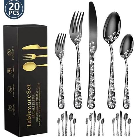 Ensemble de couteaux à steak et fourcommuniste en acier inoxydable, vaisselle britannique, kit de nourriture occidentale, cuillère, (1/4)