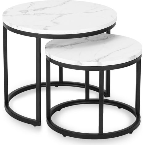 Dafne Couchtisch-Set 43 cm/53 cm Weißer Marmor Moderner Glamour (1/5)