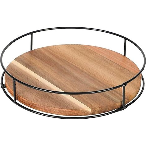 Plateau tournant antidérapant en bois pour placard, garde-manger, plan de travail, réfrigérateur, étagère à épices (1/5)