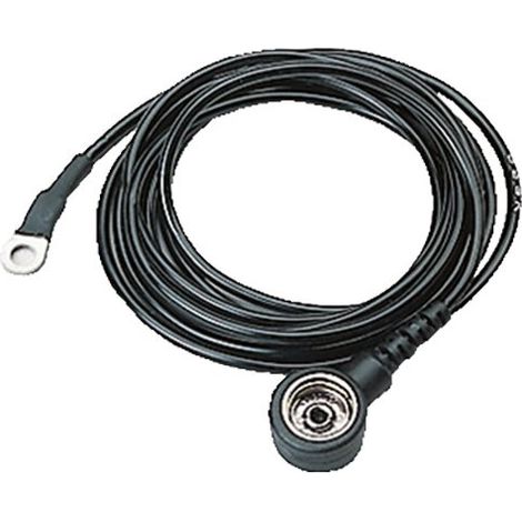 Erdungsleitung für Tisch-/bodenbeläge, 1 Mohm, Sicherheitswiderstand, 10 mm Druckknopf/4 mm, Öse 3 m
