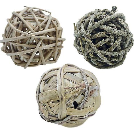 3 boules rondes en rotin tressé (1/3)