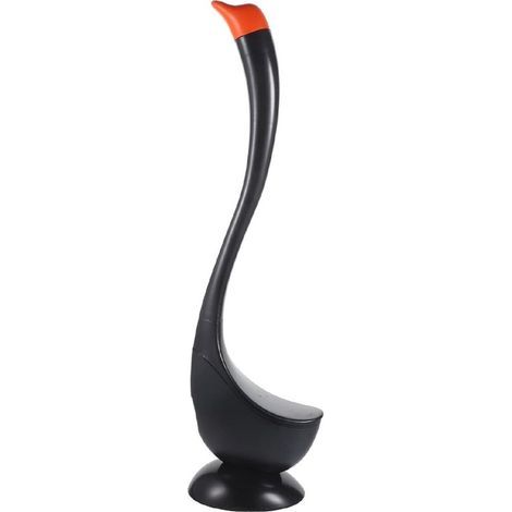 Longziming - Brosse WC - Forme cygne - Tête de brosse trapézoïdale pour un nettoyage en profondeur et une décoration élégante de la salle de bain - 1 - Convient aux particuliers et aux bureaux - Noir (1/5)