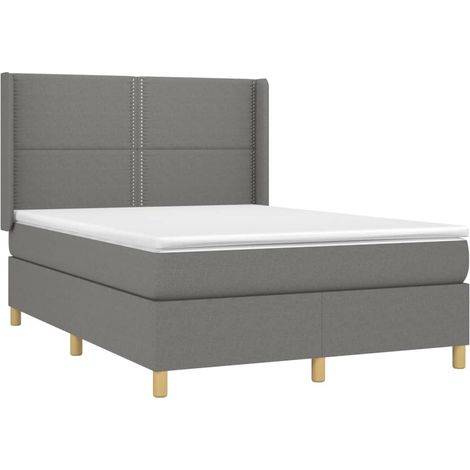 vidaXL Sommier à lattes de lit avec matelas Gris foncé 140x200cm Tissu (1/5)