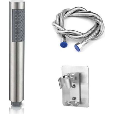 Soffione doccia portatile con tubo flessibile in acciaio inox da 2 m e supporto, set doccia da bagno in 3 pezzi. (1/5)
