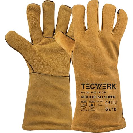 Gants de soudeur Mühlheim I Super Taille 10 jaune EN 388/407/12477 6PA TW (1/3)