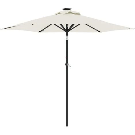 Parasol de jardin avec éclairage LED et mât en acier blanc, dimensions 225 x 225 x 212 cm (1/5)