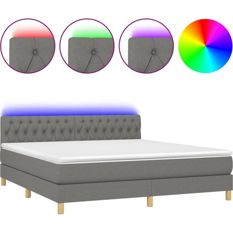Maison Exclusive - Boxspringbett mit Matratze & LED Dunkelgrau 16