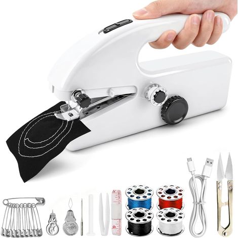 Mini machine à coudre électrique et sans fil - Machine à coudre portable avec 2 modes et accessoires de couture - Facile à utiliser et rapide pour la maison, les voyages, les loisirs créatifs - Idéale (1/5)