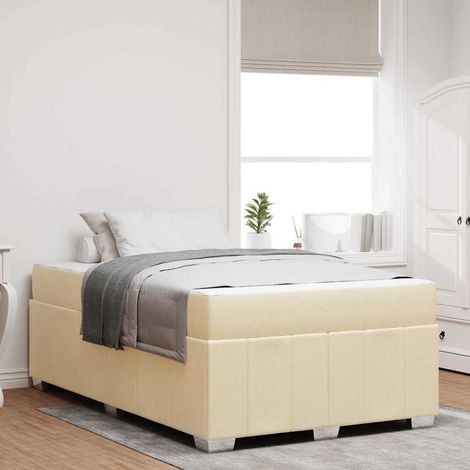 vidaXL Bettrahmen mit Matratze Creme 120 x 190 cm Stoff (1/5)
