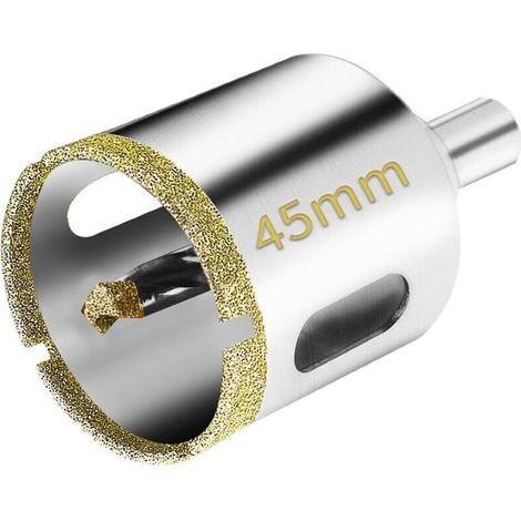 2 pièces Scie Cloche Diamantée 45 mm avec Foret Guidage de Centrage, Scie Cloche Carrelage avec revêtement diamant, Foret trépan Diamant pour verre, carrelage, céramique, marbre, granit