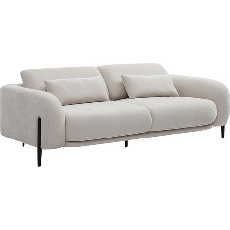 Canapé 3 places avec dossier relevable en tissu beige ARAVIO (1/5)