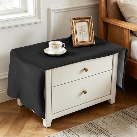 Nappe de table noire en polyester 40x40cm pour table de chevet & table d'appoint