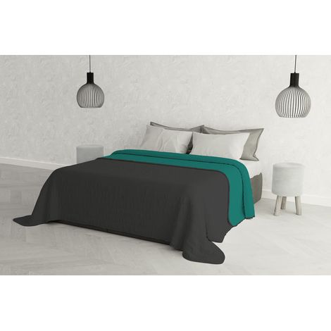 Trapuntino Estivo Linea Elegant Made in Italy Copriletto Stampato in Morbida Microfibra - Trapunta Primavera Estate Mezza Stagione - Matrimoniale 260x270cm, Grigio Scuro/Acqua (1/3)