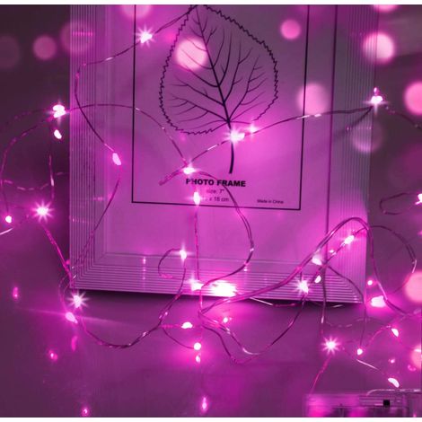 Guirlande lumineuse LED rose (20 pièces), 30 LED, 3 m de fil, 30 LED micro, fonctionne avec une pile bouton CR2032. Idéale pour les fêtes, le jardin, Noël, Halloween, les mariages et autres occasions 