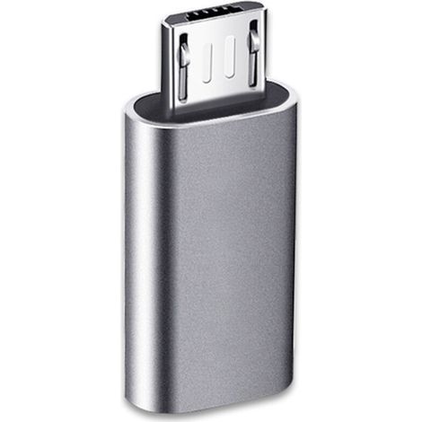 2 Pièces USB C Adaptateur, Micro USB vers USB C, Adaptateur USB C vers Micro USB Connecteur, Adaptateur Type C Fem Micro USB Male Connecteur pour PC, Galaxy, Mate, etc (Couleur argent) (1/5)