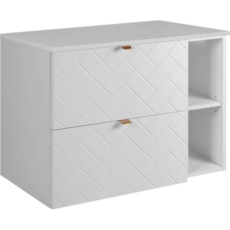 Mobile da bagno, Bianco Opaco, 80 x 57 x 46 cm, maniglie oro (1/5)