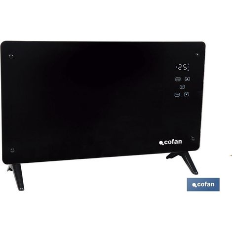 COFAN convector de panel de vidrio pantalla led 2000 w , Convector radiante con panel de vidrio templado diseñado para calentar estancias de hasta 25 metros cuadrados de manera efi (1/4)