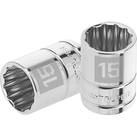 Llave vaso bihexagonal, cuadro 3/8" - 15 mm