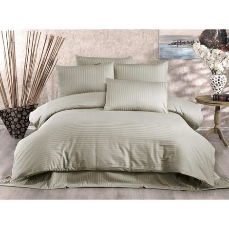 Juego de cama - 1 funda nórdica 220x240 cm + 2 fundas de almohada 60x60 cm - 70% poliéster, 30% algodón - Capuchino