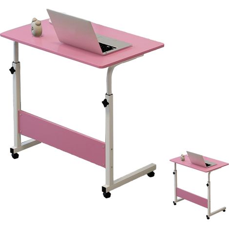 Bureau simple pour ordinateur portable, table de chevet minimaliste, bureau réglable en hauteur pour étudiant, table de repos pour dortoir, 6040cm, rose. (1/5)