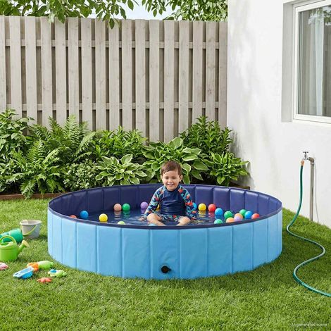 Faltbares Hundeschwimmbecken Blau 160 x 160 x 30 cm PVC