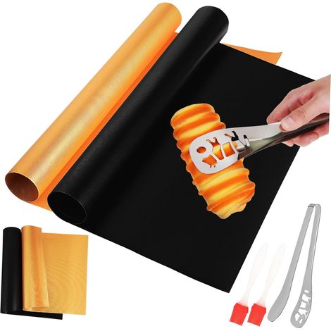 1 ensemble de tapis de cuisson antiadhésifs pour churrasco, compatibles avec les fours à gaz d'extérieur.