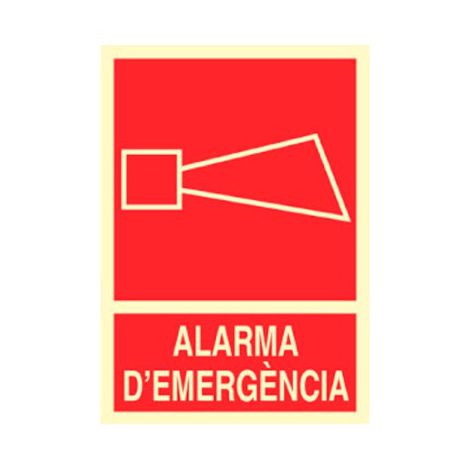 Señal luminiscente 297x210mm de poliestireno alarma d'incendis en catalán (1/2)