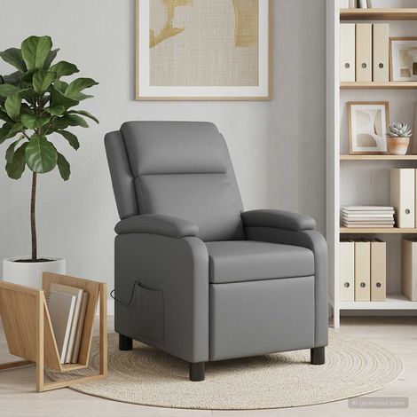 vidaXL Fauteuil de massage inclinable Gris Simili cuir (1/5)