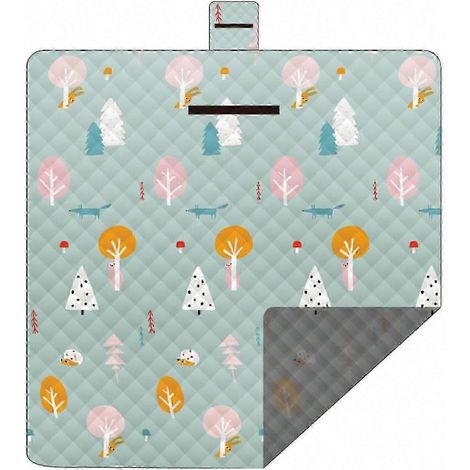 Couverture de pique-nique imperméable pour extérieur, tapis de plage lavable avec poignée de transport, 200x200cm, idéale pour camping, voyage, parc et randonnée. (1/5)