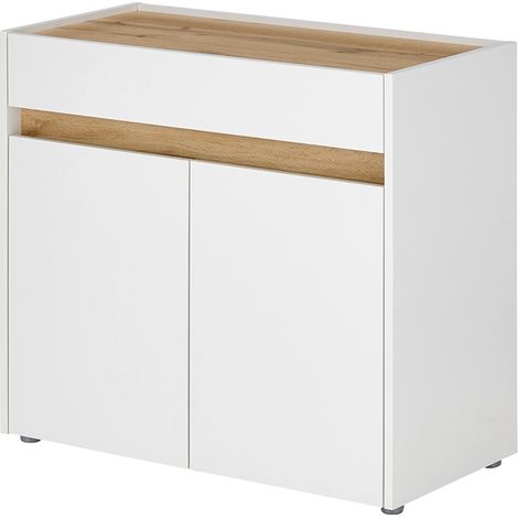 Kommode, 80cm breit, weiß mit Eiche, CRISP-61 (1/5)