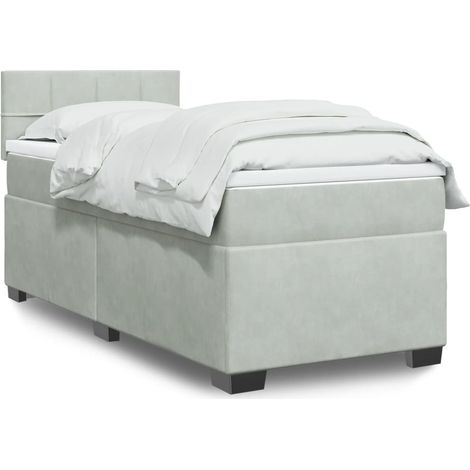 Boxspringbett mit Matratze Hellgrau 80x200 cm Samt