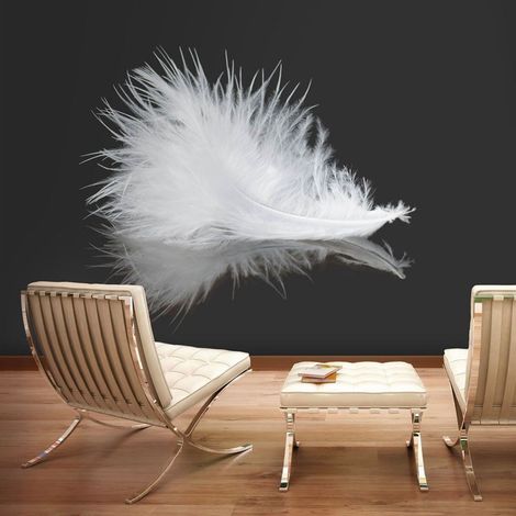 Papier peint plume blanche - 400 x 309 cm (1/4)