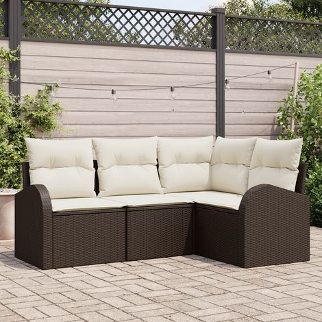vidaXL Garden Sofa Set Brown Poly Rattan (1/5)