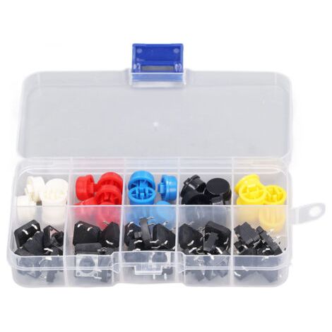 Ensemble de 25 interrupteurs tactiles ronds, 12x12x7.3mm, 4 broches, bouton-poussoir momentané SMD PCB avec capuchon (1/5)