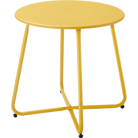 Table d'appoint ronde en métal jaune, table basse à pieds réglables 45x46cm, table de salon compacte et légère, meuble d'appoint moderne avec plateau robuste - DENUOTOP (1/5)