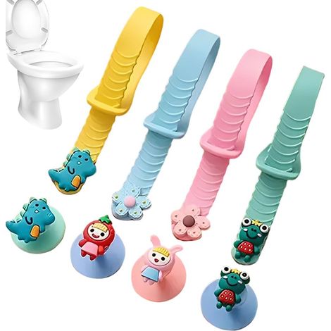 Couvre-Siège de Toilette Lifter Poignée, 4 Pièces Toilette Lifter Coussin, Lève-couvercle de toilette, Evitez de toucher la poigné du siège de toilette