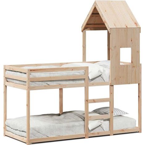 Lit superposé en pin massif 80x200cm (matelas non inclus) (1/5)