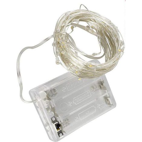 Guirlande lumineuse LED à piles 3AA 3 m, matériau PVC et cuivre, couleurs RGBY, idéale pour la décoration et l'ambiance festive.