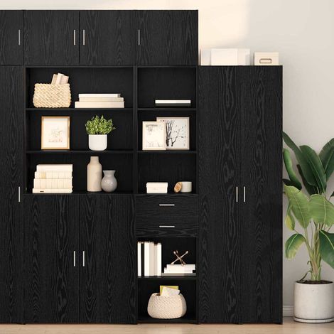 vidaXL Credenza Rovere Nero 50 x 42,5 x 185 cm Legno multistrato