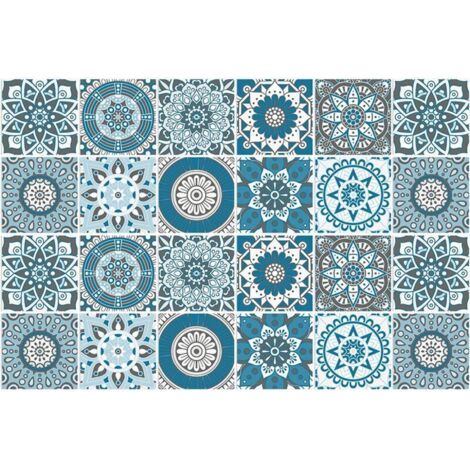 Stickers muraux décoratifs Mandala marocain 15cm x 15cm, à décoller et à coller, en vinyle, adaptés aux cuisines et salles de bains (24 pièces). (1/5)