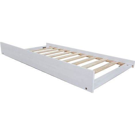 Cadre coulissant bas pour lit gigogne ou lit superposé coloris blanc grisé - Longueur 189 x Largeur 96 x Hauteur 22 cm (1/2)