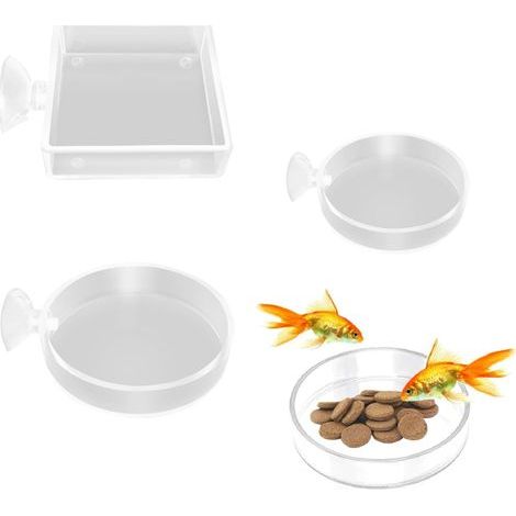 Bol d'alimentation pour aquarium, mangeoire à crevettes d'aquarium 3 pièces, bol d'alimentation pour crevettes en acrylique transparent, bols d'alimentation pour réservoir avec ventouse (1/5)
