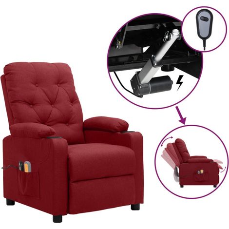 vidaXL Fauteuil électrique de massage Bordeaux Tissu (1/5)