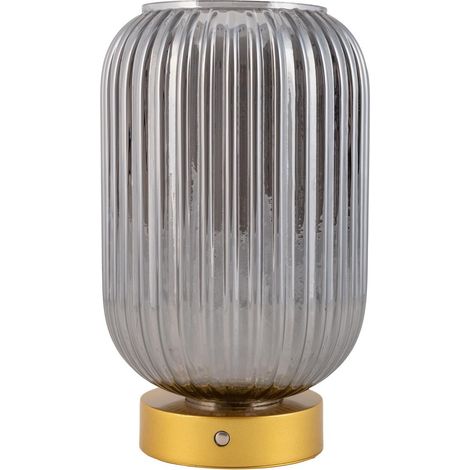 Naeve LUISE Lampe de table cylindrique LED rechargeable à intensité variable, dorée, 2 900 K, capteur tactile (1/5)