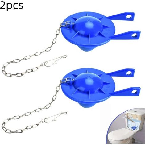 piezas, Válvula de repuesto para inodoro, Válvula de cierre universal para inodoro, Con cadena de acero inoxidable, Azul, 109 × 77 mm (1/5)