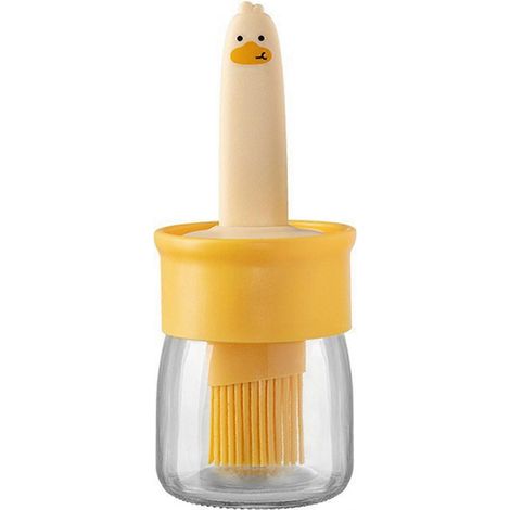 Flacon pinceau à huile en silicone Little Yellow Ducks - Qualité alimentaire, pour une application propre et sans dégâts, idéal pour le barbecue, les crêpes et la cuisine maison. Couleur : Orange. (1/5)