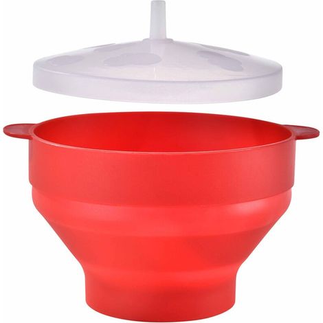 Bol à popcorn pliable, résistant aux hautes températures et allant au four, avec couvercle,Silicone de haute qualité, pliable pour un rangement facile. (1/5)