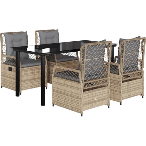 Maison Exclusive - Set comedor de jardín 5 pzas con cojines ratán (1/5)