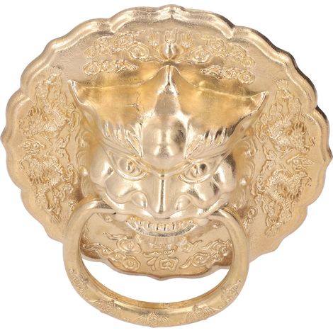 Heurtoir de porte en laiton, anneau de traction en bronze résistant aux chocs, tête d'animal chinois, pour porte en bois ou cour (1/5)
